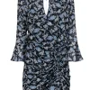 Veronica Beard - Black w/ Blue Floral Print Crop Sleeve Dress Sz 12