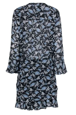 Veronica Beard - Black w/ Blue Floral Print Crop Sleeve Dress Sz 12