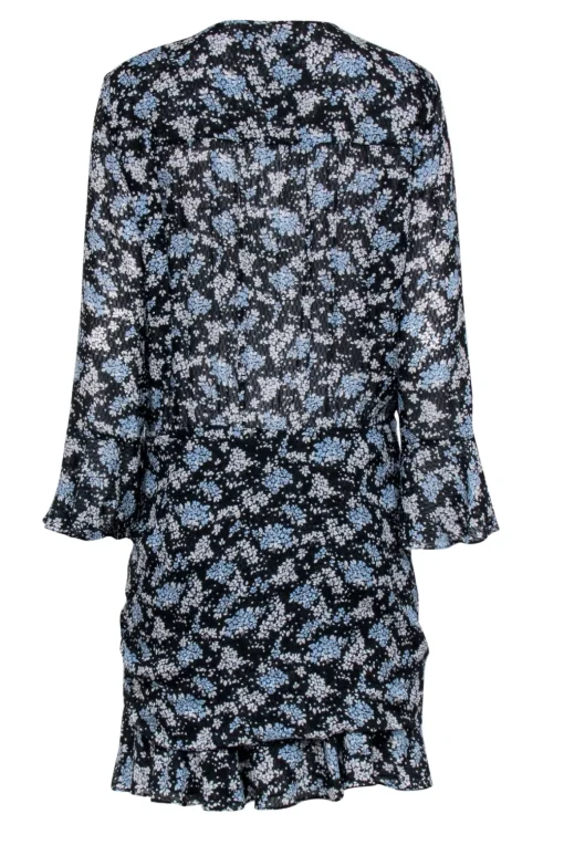 Veronica Beard - Black w/ Blue Floral Print Crop Sleeve Dress Sz 12