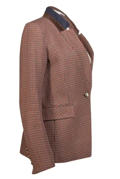 Veronica Beard - Brown & Multi Color Houndstooth Blazer Sz 8