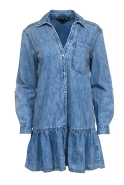 Veronica Beard - Chambray "Parkton" Flounced Shirt Dress Sz 8
