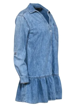 Veronica Beard - Chambray "Parkton" Flounced Shirt Dress Sz 8