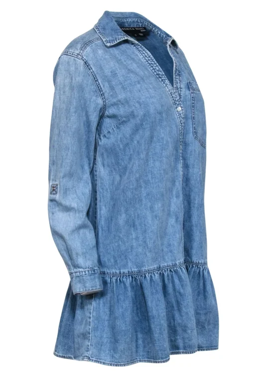 Veronica Beard - Chambray "Parkton" Flounced Shirt Dress Sz 8