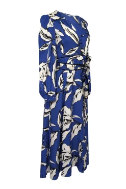Veronica Beard - Cobalt Blue w/ Ivory & Black Botanical Print Silk Jacquard Dress Sz 2