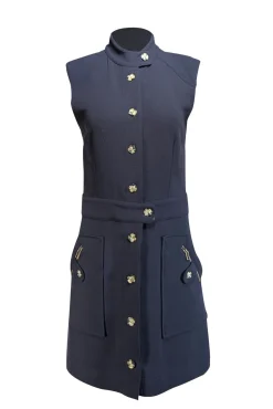 Veronica Beard - Dark Navy Front Button A-Line Mini Dress Sz 6