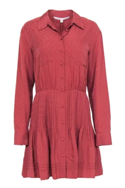 Veronica Beard - Dusty Rose "Rory" Polka Dot Pleated Shirt Dress Sz 6