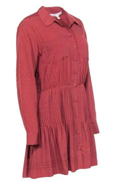Veronica Beard - Dusty Rose "Rory" Polka Dot Pleated Shirt Dress Sz 6