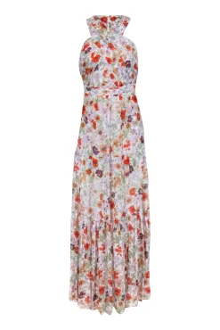 Veronica Beard - Ivory w/ Multicolor Floral Print Silk Maxi Dress Sz 4