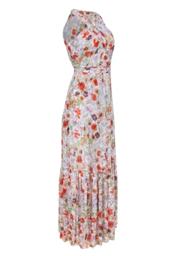 Veronica Beard - Ivory w/ Multicolor Floral Print Silk Maxi Dress Sz 4