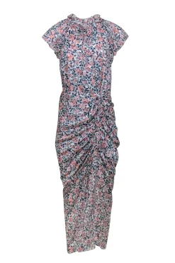 Veronica Beard - Ivory w/ Peach & Teal Floral Print Silk Maxi Dress Sz 10