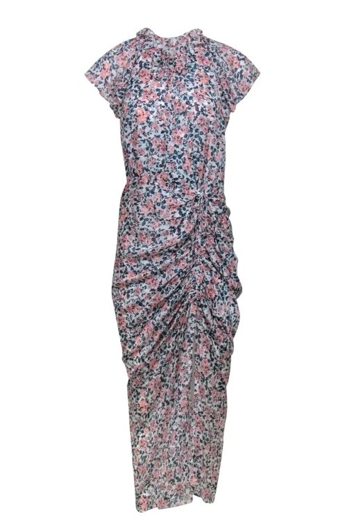 Veronica Beard - Ivory w/ Peach & Teal Floral Print Silk Maxi Dress Sz 10