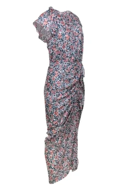 Veronica Beard - Ivory w/ Peach & Teal Floral Print Silk Maxi Dress Sz 10