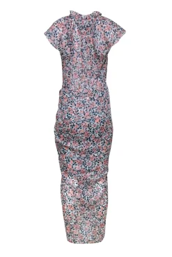 Veronica Beard - Ivory w/ Peach & Teal Floral Print Silk Maxi Dress Sz 10