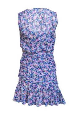 Veronica Beard - Lilac, Blue, & White Floral Print Silk Mini Dress Sz 4