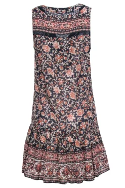 Veronica Beard - Navy & Orange Print Sleeveless V-Neckline Dress Sz XS