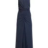 Veronica Beard - Navy Ruched Dress w/ Chain Link Halter Strap Sz S