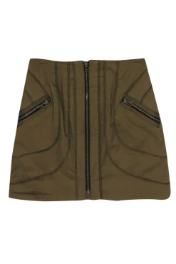 Veronica Beard - Olive Green Utility Zip-Up Miniskirt Sz 2