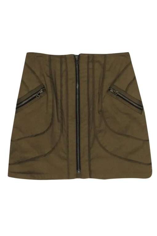 Veronica Beard - Olive Green Utility Zip-Up Miniskirt Sz 2