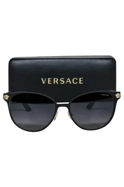 Versace - Black Matte Rounded Sunglasses