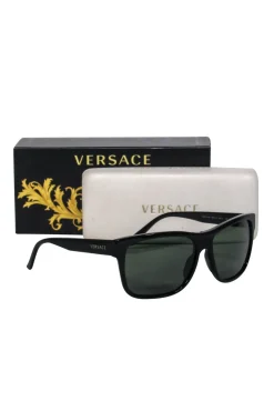 Versace - Black Rectangular Browline Sunglasses