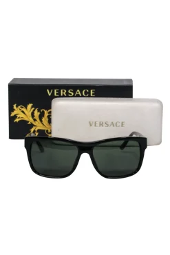 Versace - Black Rectangular Browline Sunglasses