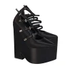 Versace - Black Satin Chunky Platform Multi Buckle Strap Heels Sz 6.5