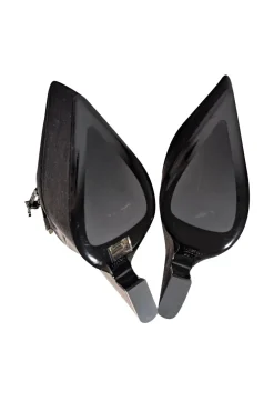 Versace - Black Satin Chunky Platform Multi Buckle Strap Heels Sz 6.5