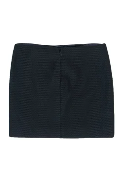 Versace - Navy Suede & Ribbed Satin Miniskirt Sz 8