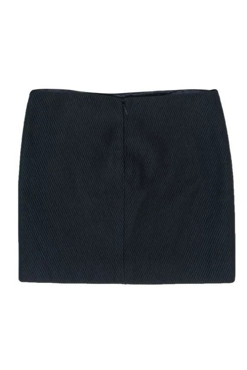 Versace - Navy Suede & Ribbed Satin Miniskirt Sz 8