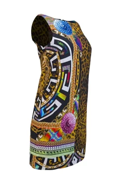 Versace - Tan & Black Leopard Print w/ Logo Print Detail Sz 4
