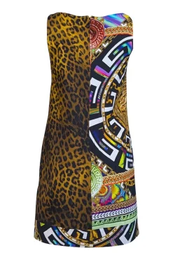 Versace - Tan & Black Leopard Print w/ Logo Print Detail Sz 4