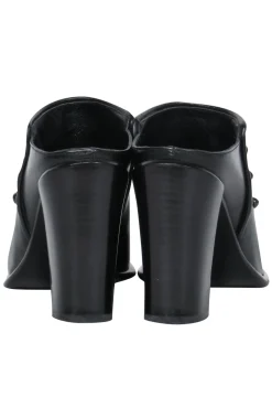 Via Spiga - Black Leather Block Heel Mule Pumps Sz 8.5