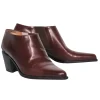 Via Spiga - Brown Leather Block Heel Booties w/ Silver-Toned Hardware Sz 6