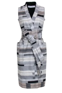 Victoria Beckham - Black, Grey, & Beige Vest Style Dress Sz 8