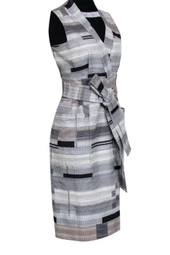 Victoria Beckham - Black, Grey, & Beige Vest Style Dress Sz 8