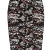 Victoria Beckham - Red, Black, & Cream Print Zipper Back Bodycon Skirt Sz 2