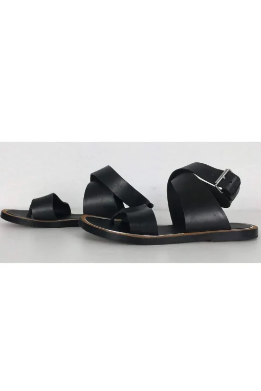 Vince - Black Leather Ankle Strap Sandals Sz 6