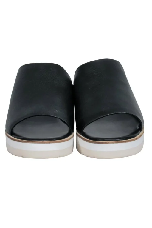 Vince - Black Leather Slide Sandals Sz 9