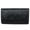 Vince - Black Leather Snap Clutch w/ White Handle