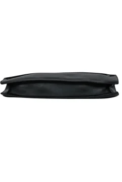 Vince - Black Leather Snap Clutch w/ White Handle