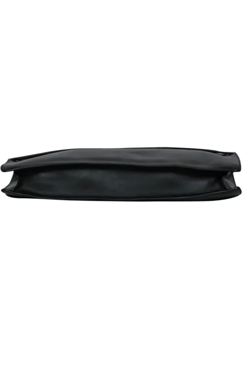 Vince - Black Leather Snap Clutch w/ White Handle