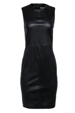 Vince - Black Sleeveless Leather Sheath Dress Sz 6