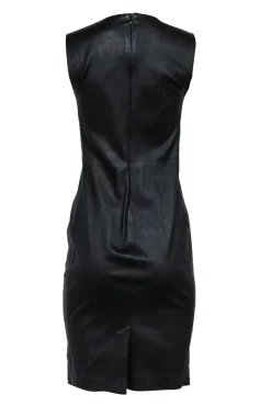 Vince - Black Sleeveless Leather Sheath Dress Sz 6