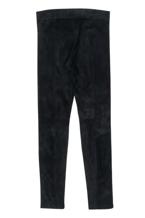 Vince - Black Suede Leather Skinny Leggings Sz M