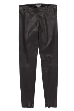 Vince - Brown Leather Panel Stitched Leggings Sz S