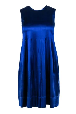 Vince - Cobalt Blue Sleeveless Pleated w/ Button Down Back Mini Dress Sz 2