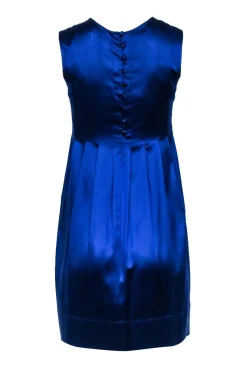 Vince - Cobalt Blue Sleeveless Pleated w/ Button Down Back Mini Dress Sz 2