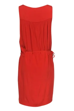Vince - Coral Side-Drawstring Drop Waist Dress Sz M