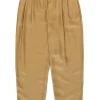 Vince - Gold Silk Satin Pleated Tapered Leg Trousers Sz 6