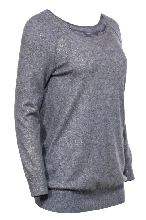 Vince - Grey Cashmere Knit w/ Gold Metallic Accents Sweater Sz XS